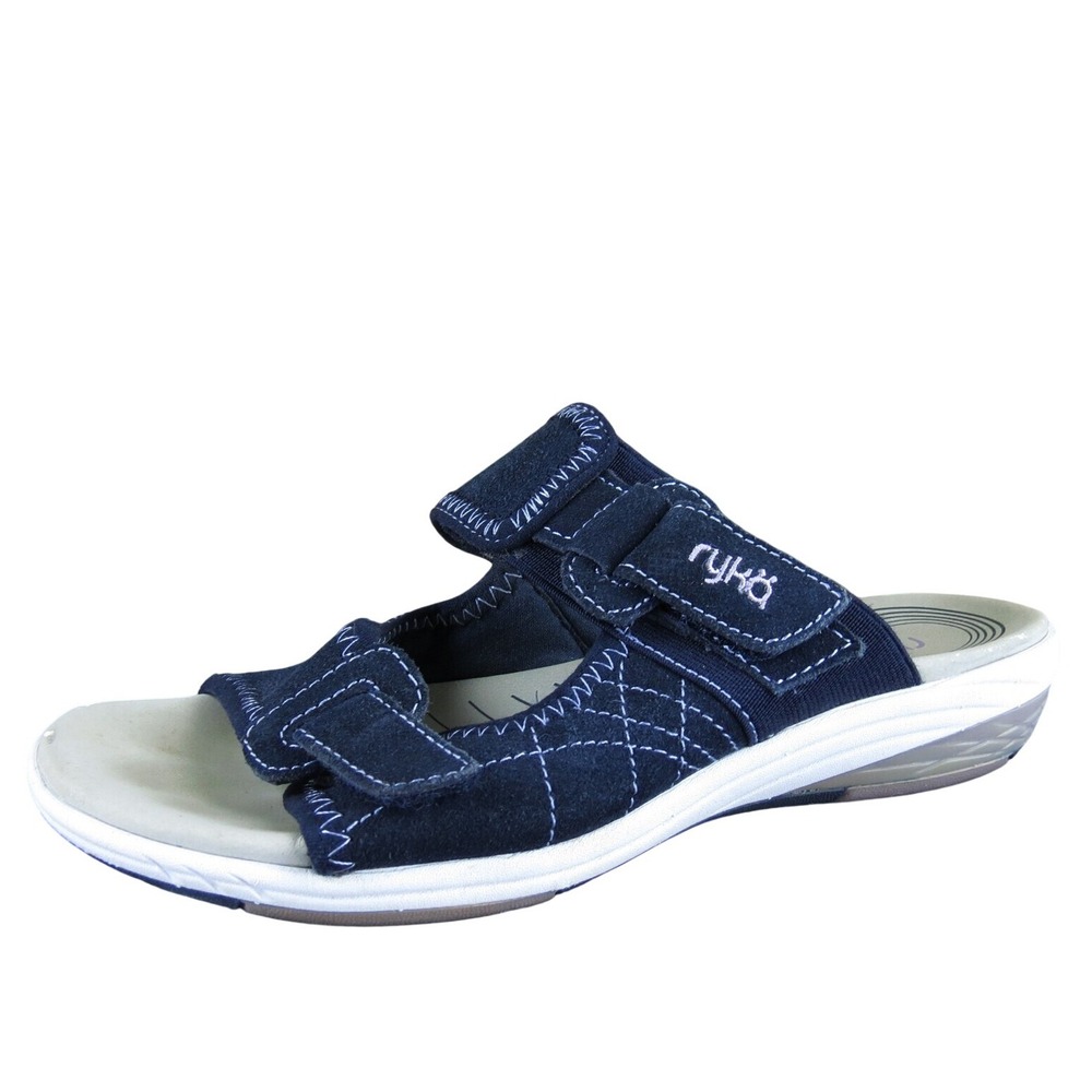 Ryka Women's Tensile Double Strap Slide Blue Leather Sz 5 Medium Used 2025